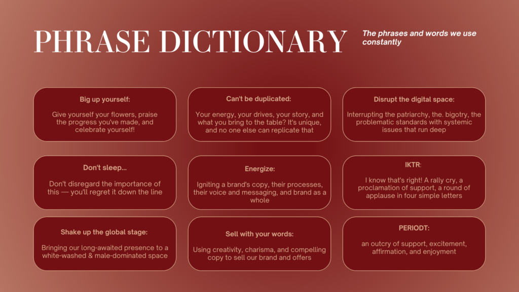 Storytella Studios Brand Dictionary of words and phrases