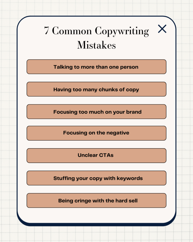 7 common copywriting mistakes infographic